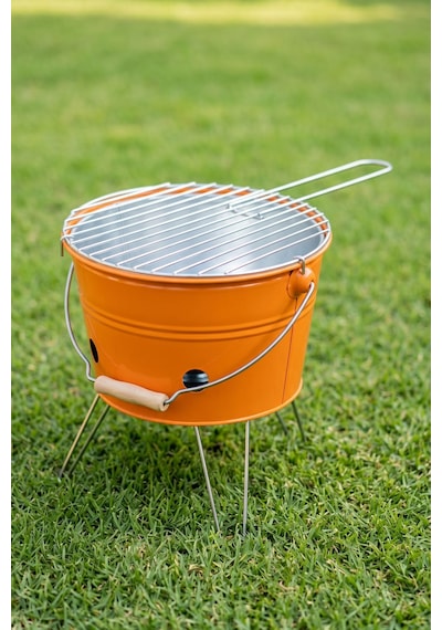 Küçük Katlanabilir Metal Piknik Izgara Mangal Barbekü Turuncu