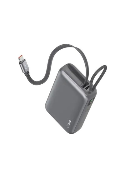 Ttec-recharger Pro Lcd 10.000mah Pd 20w Usb-c Makaralı Kablolu Taşınabilir Hızlı Şarj Aleti / Powerbank Uzay Gri