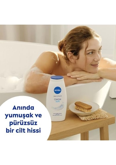 Creme Soft Kremsi Dokunuş Banyo Ve Duş Jeli 750 Ml, Vücut Nemlendirici, Yağı, Pürüzsüz Cilt Açık Mavi