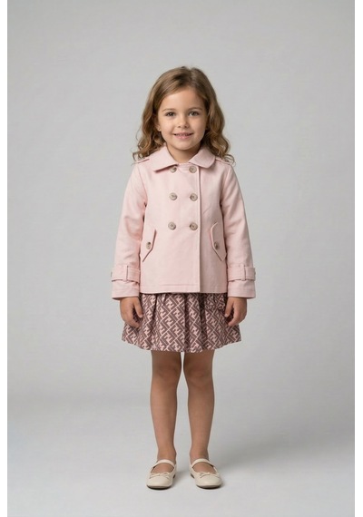 Minipomes Kız Çocuk Kanvas Trenc Etek Ve Crop Body Set Pembe Pembe