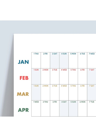 2027 Yıllık Planlayıcı Duvar Takvimi, 2027 Yıllık Duvar Takvimi, Rengarenk Minimalist Tasarım