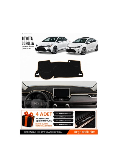 Toyota Corolla E210 Hayalet Göstergeli 2018-2026 Uyumlu Torpido Örtüsü - Siyah Bej