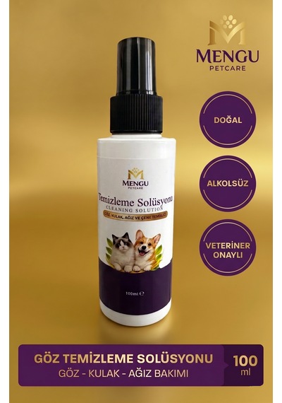 Mengu Petcare Kedi Köpek Göz Kulak Ağız Bakım Solüsyonu Yüz Deri Temizleme Hijyen Spreyi 100 Ml