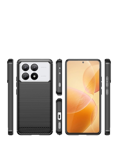 Xiaomi Poco F6 Pro İçin Brushed Carbon Fiber Silikon Kılıf-al3332