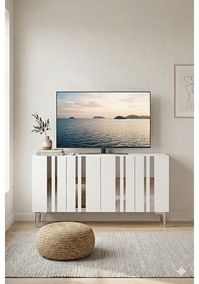 Ka1230bs Mia Konsol Ve Tv Sehpası Beyaz-silver 120cm