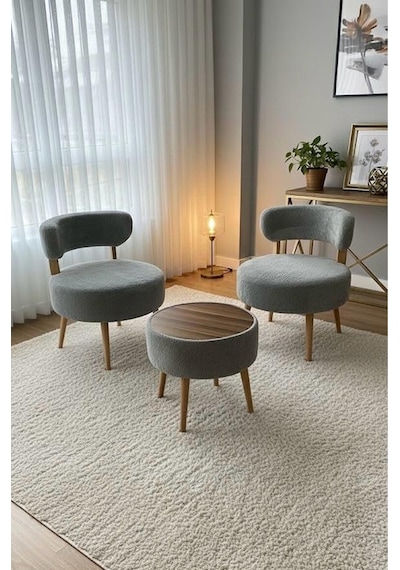 Çay Seti İkili Koltuk Berjer Ve Puf Takımı 3 Lü Takım Balkon, Salon ,ofis ,bahçe Takımı Gri Çay Seti İkili Koltuk Berjer Ve Puf Takımı 3 Lü Takım Balkon, Salon ,ofis ,bahçe Takımı Gri