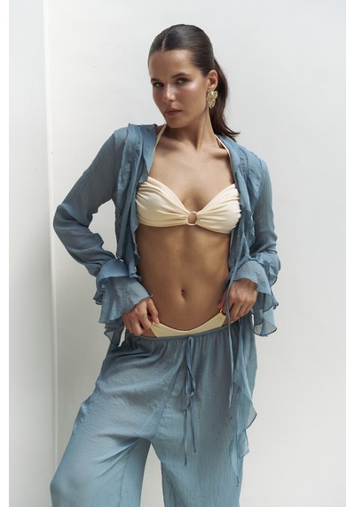 Mai Studios Co. Mai Collection Olivia Mavi Gömlek Pantolon Takım Mavi