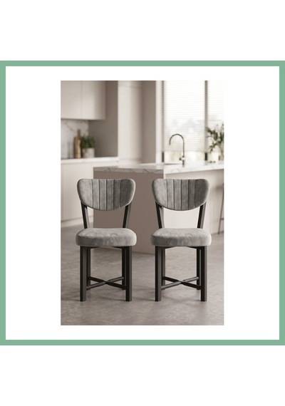 Bşkvirgo Sandalye 2 Adet Baby Face Kumaş Metal Ayak Modern Mutfak Sandalyesi Cafe Balkon Ofis Elma 9810 Gri Bsk2026