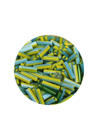 Uzun Boru Kesme Boncuk Çap 2mm Uzunluk 10 Mm - 20 Gram - Yeşil Mavi - Bnc250