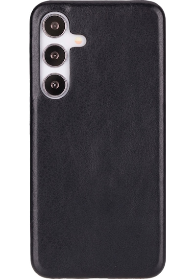 Samsung Galaxy S25 Plus Uyumlu, Hakiki Deri, El Yapımı Arka Kapak, Kömür Siyah Siyah