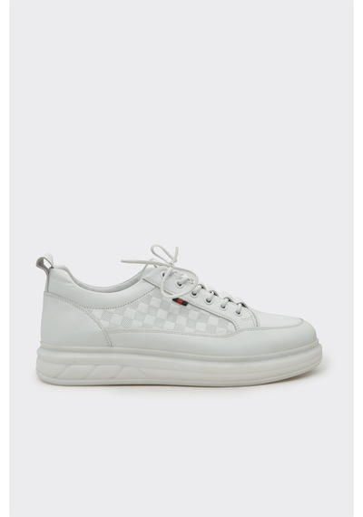 Derinet Hakiki Deri Erkek Sneaker Beyaz Beyaz