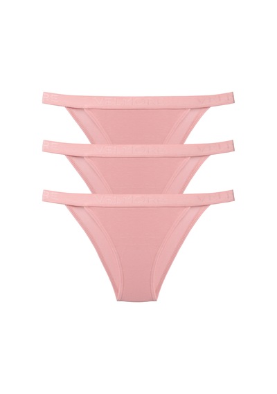 Velmore Kadın 3 Lü Pamuklu Normal Bel Slip Külot Pembe