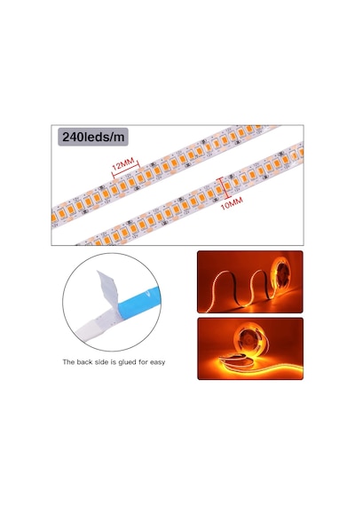 5metre 240 Led/m Şerit Led Kırmızı Hortum Kendinden Yapışkanlı Güçlü Yüksek Performans Smd2835 12v Dc Ip20