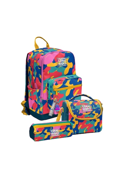 Coral High Renkli Kamuflaj Desenli Unisex İlkokul Ve Ortaokul Üçlü Okul Çanta Seti Setygn33232a Çok Renkli