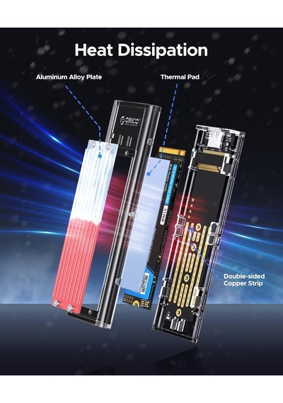Type-c Nvme M.2 Gen2 10gbps Ssd Hdd Şeffaf Harddisk Kutusu, Kırmızı, Tcm2-c3-rd