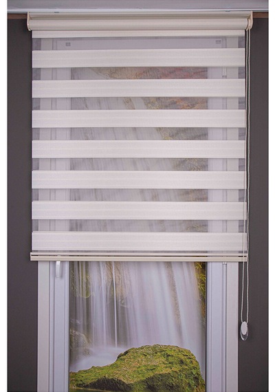 Oba Perde Keten Zebra Perde Beyaz 120 x 190