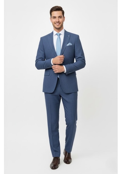 Presto Erkek Yelekli Slim Battal Takım Elbise 6 Drop Lacivert 792-250 Lacivert