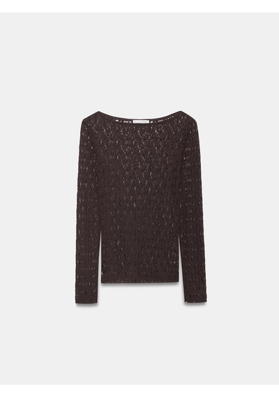 Dilvin 32763 Kayık Yaka Dantel Top-koyu Kahve