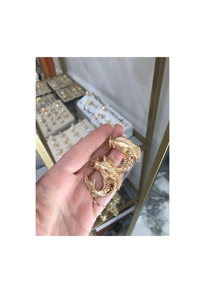 Balık Model Halka Küpe Altın