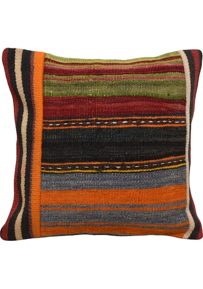 Zehra Abla Halı Yeni El Dokuma Patchwork Kırkyama Dekoratif Kilim Kırlent Yastık Kılıfı 6811 Çok Renkli