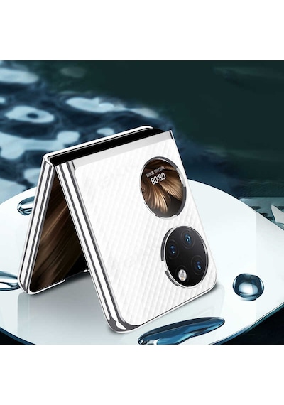Rba Aksesuar Huawei P50 Pocket Kılıf Rba Kıpta Kapak - Siyah Siyah