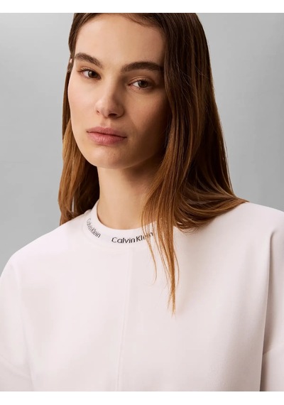 Calvin Klein Ss Logo Neck Detaıl, Yaf Beyaz Kadın T-shirt