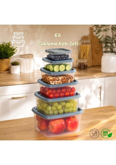 Sa-645-2 6 Adet 12 Parça Derin Dondurucu Mikrodalga Saklama Kabı - Çok Amaçlı Erzak Saklama Kabı Seti Diğer