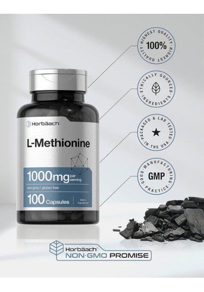 Horbäach L-methionine 1000mg 100 Capsul. Usa Menşei. 3933