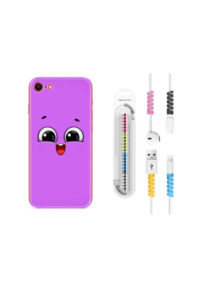 Apple Uyumlu iPhone 6/6S Kılıf Kablo Koruyuculu Purple Sweety 1717