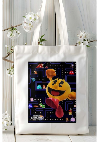 Art Hediye Pacman Oyun Baskılı Omuz Çanta Kişiye Özel Model 5 Çok Renkli