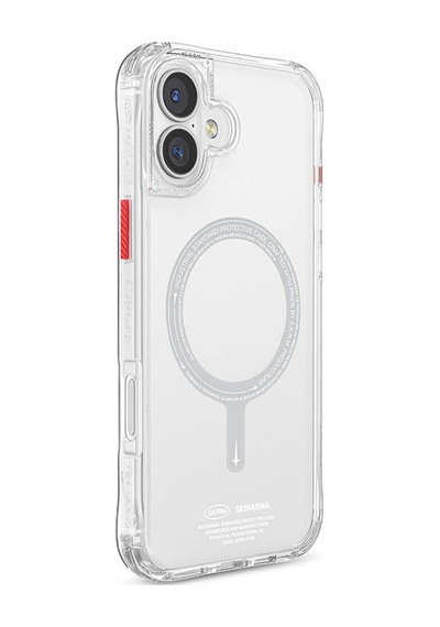 Apple iPhone 16 Plus Uyumlu Kılıf Magsafe Şarj Özellikli Şeffaf Airbag Tasarımlı Skinarma Saido Şeffaf