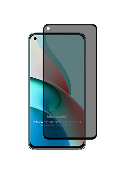 Microsonic Xiaomi Redmi Note 9 5g Privacy 5d Gizlilik Filtreli Cam Ekran Koruyucu Siyah