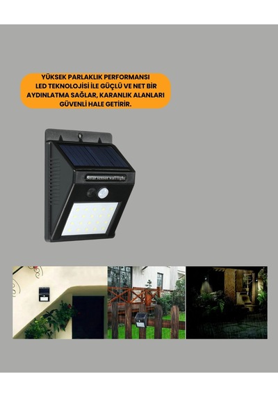 Sensörlü 20 Led Solar Duvar Lambası 3 Metre Algılama Mesafesi 44473953