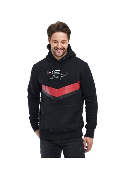 Adams Siyah Kapüşonlu Mavi/kırmızı Baskılı Kanguru Cepli Sweatshirt Siyah