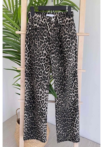 Kahijab Leopar Desen Pantolon - Siyah Siyah