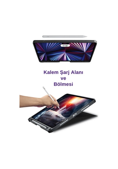 Apple Apple iPad Air 13 2024 A2898 - A2899 Uyumlu Fuchsia Touch Pad Bluetooth Klavyeli Standlı Mıknatıslı Kılıf