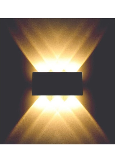 12 Watt Amber Işık Ledli, Elektrikle Çalışır, Bahçe - Villa Duvar Aydınlatma Armatürü, Amber Aplik Amber