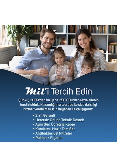 Mil Su Açık Kasa Su Arıtma Cihazı 5'Li Filtresi Membran Seçeneği Set