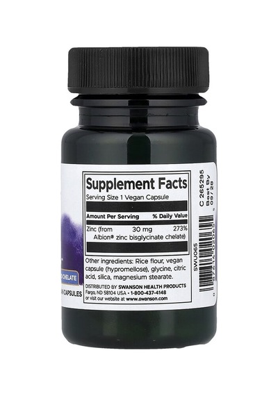 Swanson Vitamins, Albion Zinc, 30 Mg, 90 Vegan Capsules