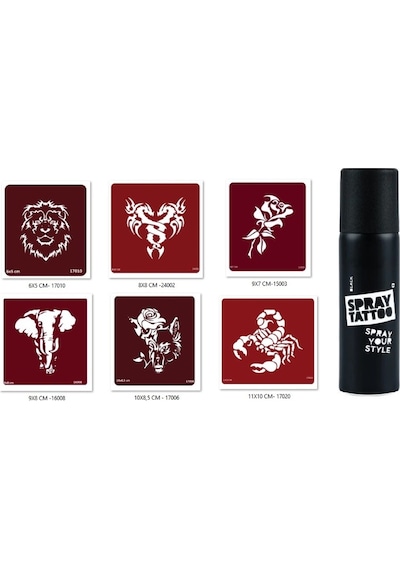 Airbrush Tattoo Aslan Fil Spray Tattoo Geçici Sprey Dövme Seti