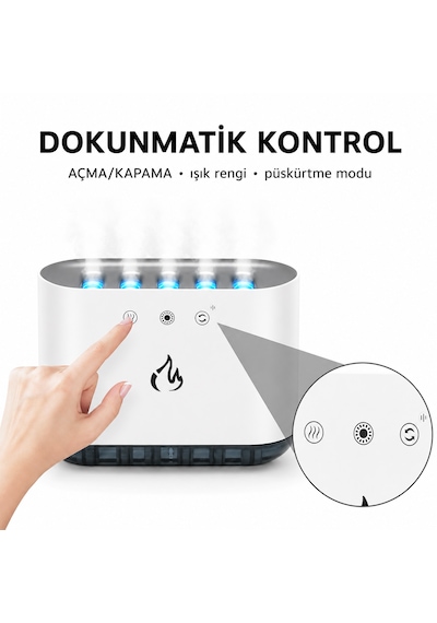 Efektli Hava Nemlendirici Ve Aromaterapi Difüzörü 900 Ml Büyük Kapasite, Rgb Led Işık, 6 Çıkışlı Güçlü Püskürtme