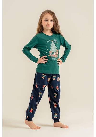 Rolypoly Anne Kız Wish You All The Best Yeşil Uzun Kol Pijama Takım Rp3918-a-v2 Rp3918-a-v2