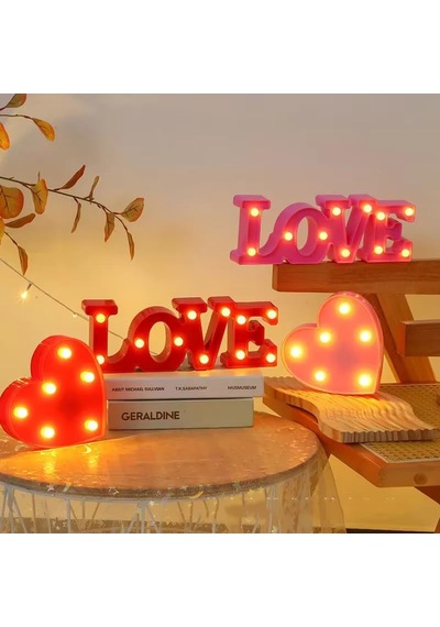 Lexroo Romantik Kalp Şeklinde Led Masa Lambası, Dekoratif Işık, Sevgililer Günü Hediyesi Çok Renkli