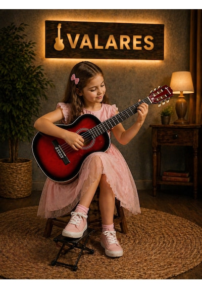 Valares Qcg3024 Kırmızı Klasik Gitar 3/4 Başlangıç & Orta Seviye Yumuşak Tını.kılıf Pena Hediye