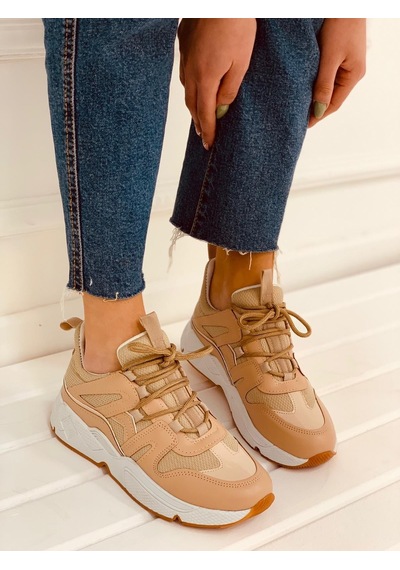 Erva'nın Butiği Nude Deri Travis Kadın Sneakers-2725