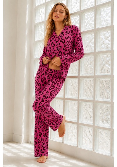 Kadın Regular Bürümcük Lila Pijama Takımı