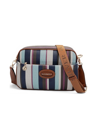 Silver & Polo Silver Polo Mix - Taba Ekose Kadın Çapraz Çanta Sp1267
