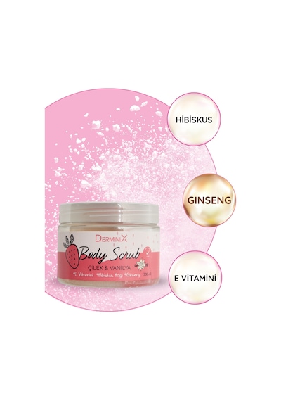 Derminix Vücut Peelingi Body Scrub Çilek Vanilya 300 ML