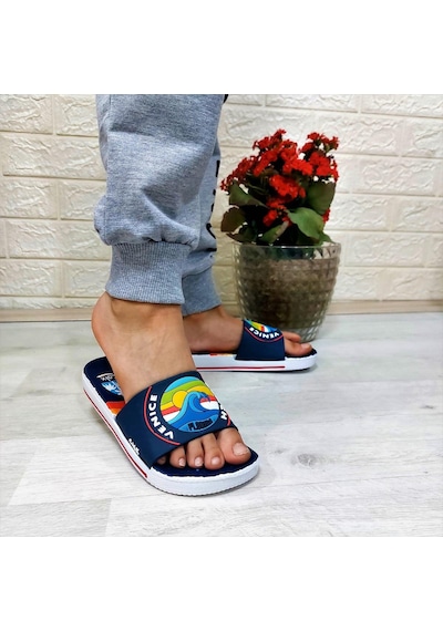 Calx 319 Lacivert-beyaz 3d Baskılı Erkek Çocuk Terlik Lacivert - Beyaz
