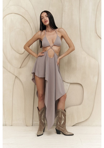 Mai Collection Mai Studios Co. Coachella Gri Crop Elbise Takım Gri
